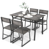 5 Piece Dining Table Set with Storage Rack and Metal Frame