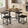 Dining Table Set with 4 Upholstered Stools and Metal Frame
