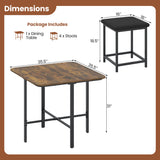 Dining Table Set with 4 Upholstered Stools and Metal Frame