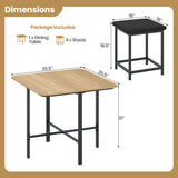 Dining Table Set with 4 Upholstered Stools and Metal Frame