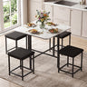 Dining Table Set with 4 Upholstered Stools and Metal Frame
