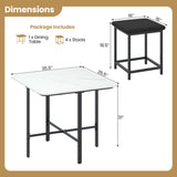 Dining Table Set with 4 Upholstered Stools and Metal Frame