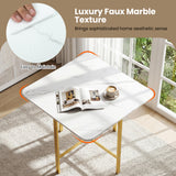 Dining Table Set with 4 Upholstered Stools and Metal Frame