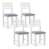 Wooden Dining Chair Set of 2 with Rubber Wood Frame and Padded Cushion-White