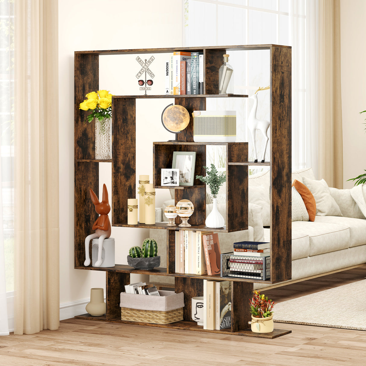 7-Tier Bookshelf  Open Display Shelf Rack for Home Office