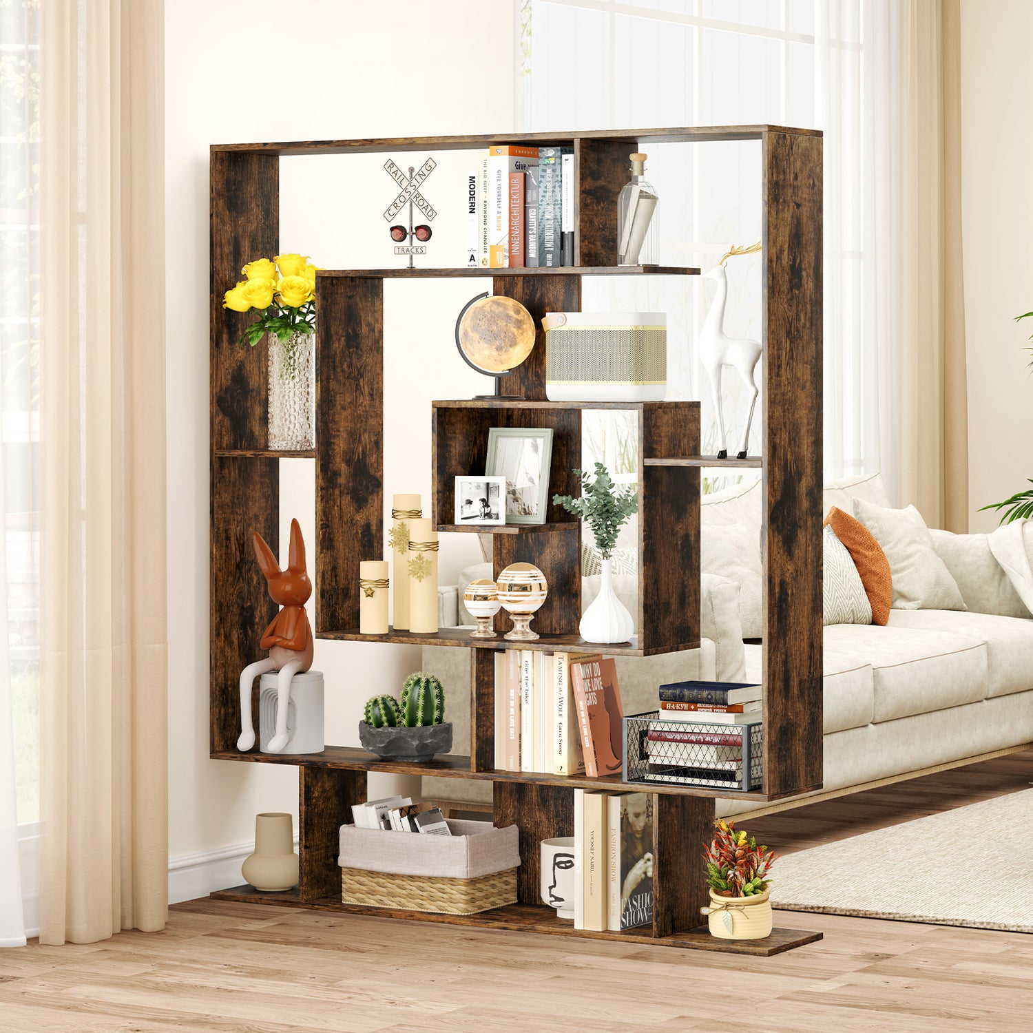 7-Tier Bookshelf  Open Display Shelf Rack for Home Office
