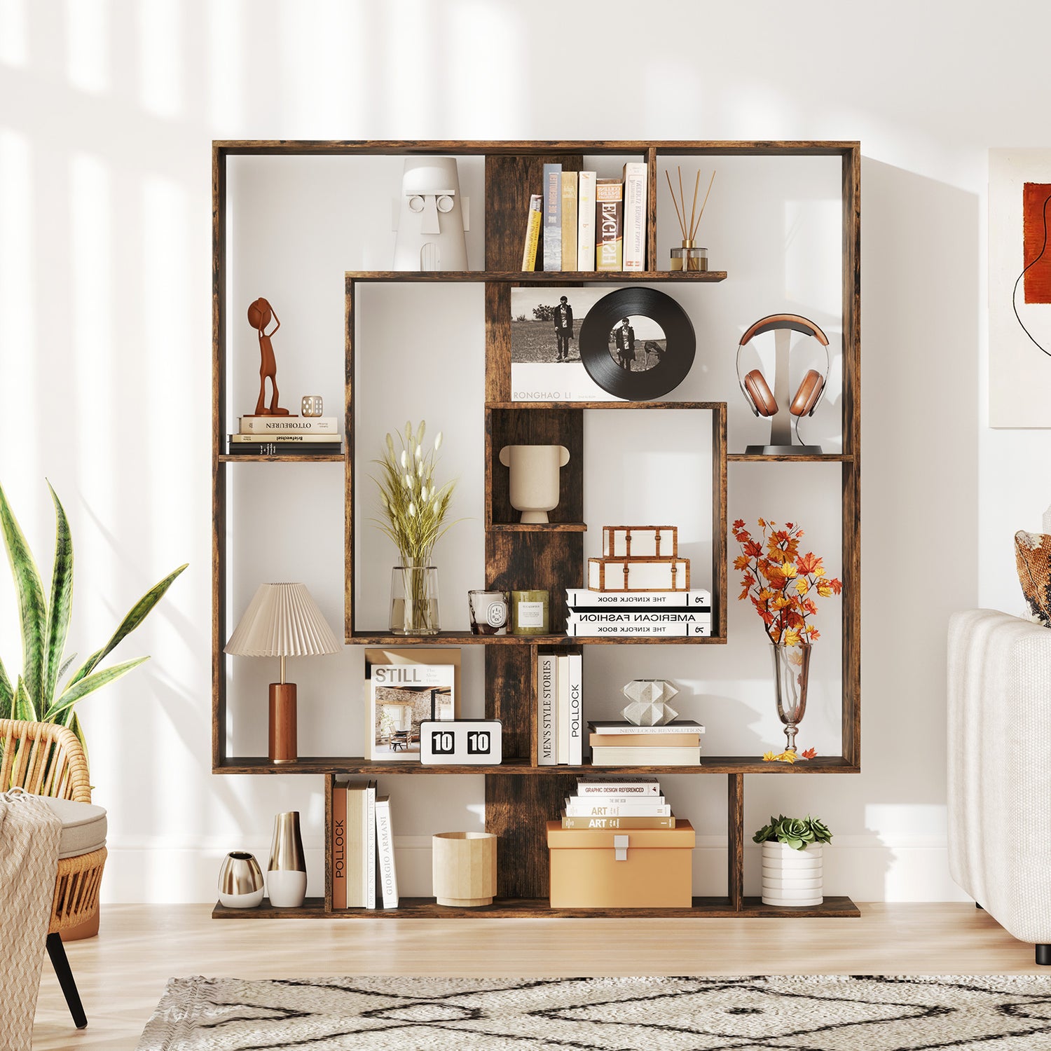 7-Tier Bookshelf  Open Display Shelf Rack for Home Office