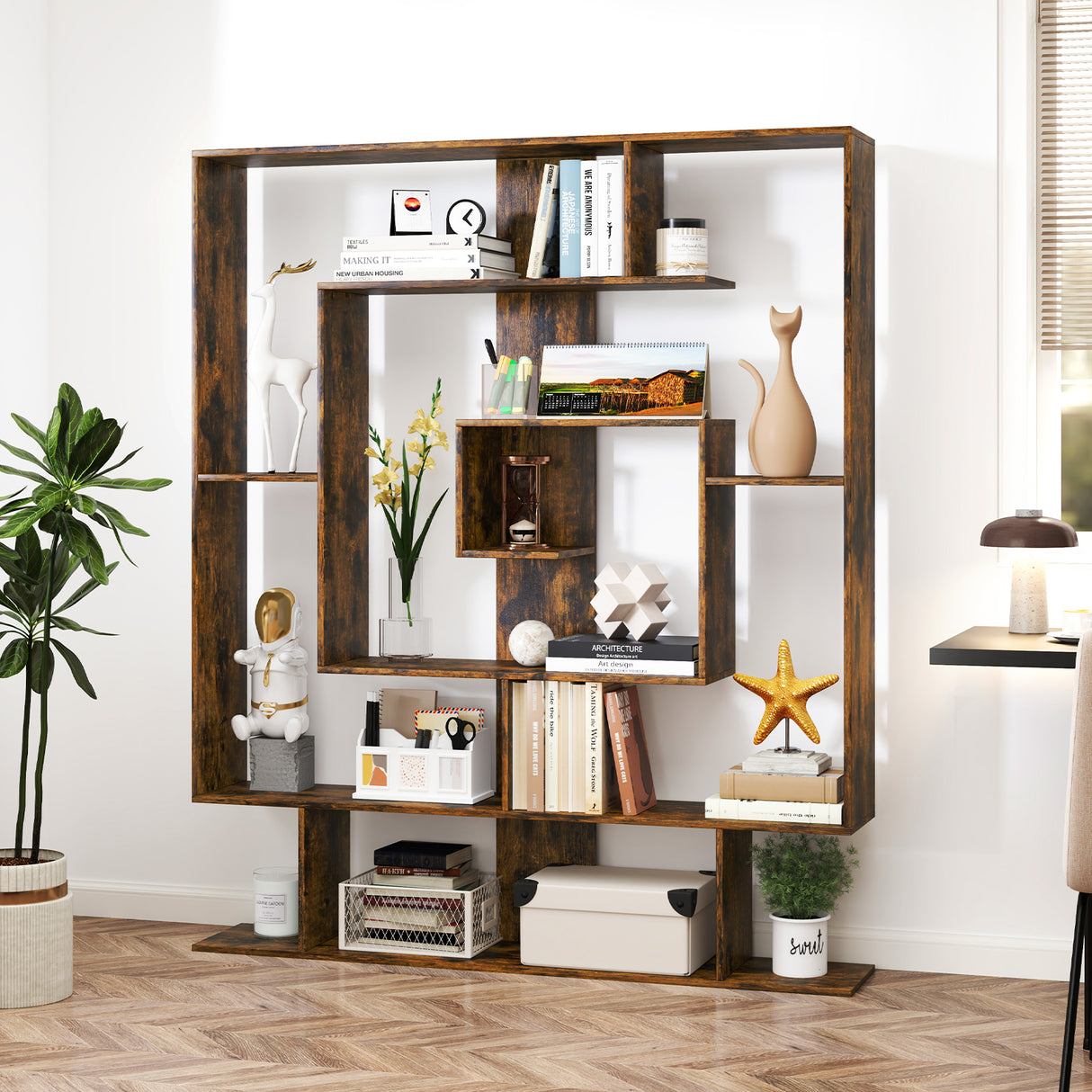 7-Tier Bookshelf  Open Display Shelf Rack for Home Office