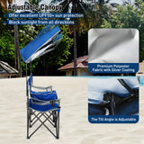 Double Beach Chair with Adjustable Canopy and 3 -Side Shading Curtains