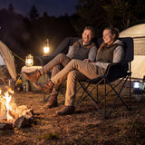Double Camping Chair with Cup Holders Glass Racks and Mesh Pockets
