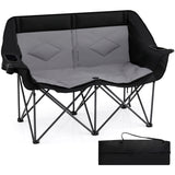 Double Camping Chair with Cup Holders Glass Racks and Mesh Pockets