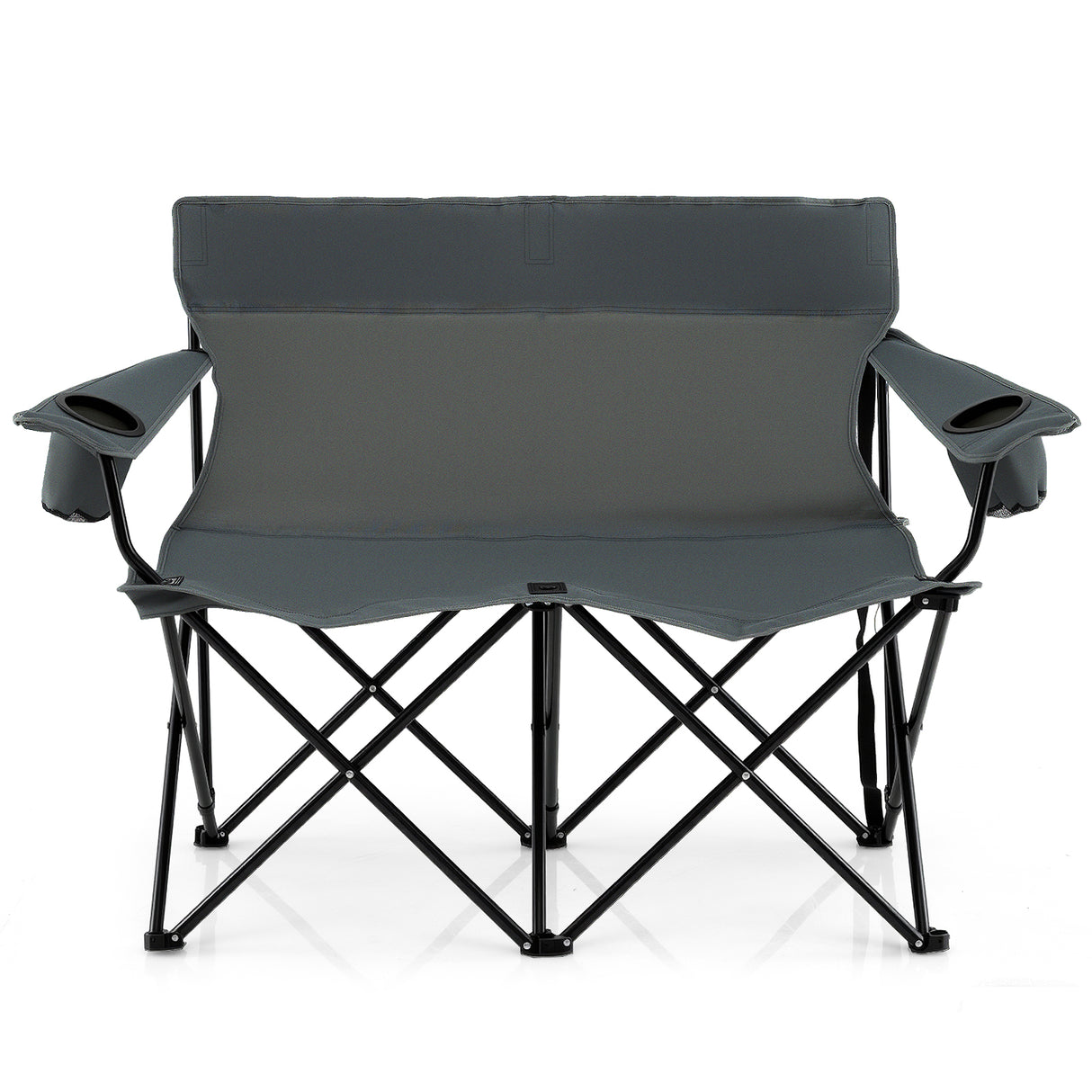 Double Camping Chair 2-Person Outdoor Folding Loveseat with Cup Holders