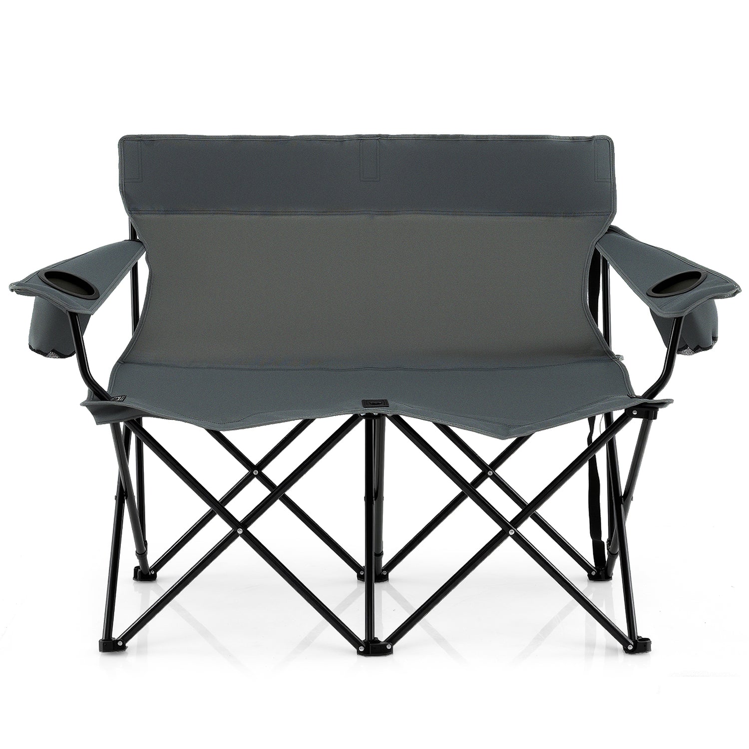 Double Camping Chair 2-Person Outdoor Folding Loveseat with Cup Holders