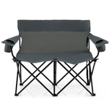 Double Camping Chair 2-Person Outdoor Folding Loveseat with Cup Holders