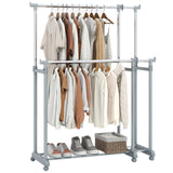 Double Rod Clothes Rack Heavy-Duty Metal Garment Rack