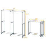 Double Rod Clothes Rack Heavy-Duty Metal Garment Rack