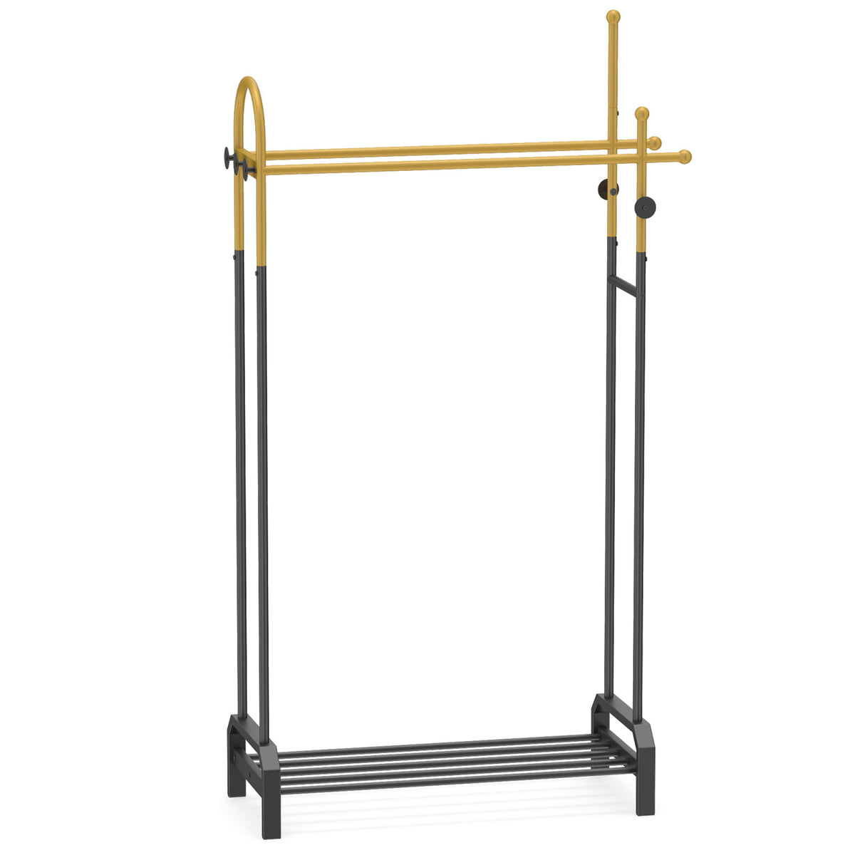 Double Rods Garment Rack for Hanging Clothes-Gold