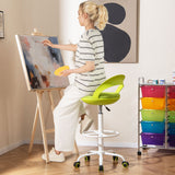 Drafting Stool Rolling Tall Desk Chair with Wheels-Green
