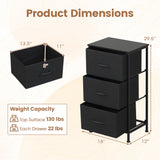 Dresser Nightstand with Roomy Fabric Drawers for Bedroom Storage Cabinet with Metal Frame