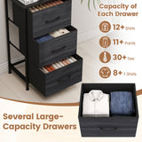 Dresser Nightstand with Roomy Fabric Drawers for Bedroom Storage Cabinet with Metal Frame