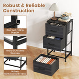 Dresser Nightstand with Roomy Fabric Drawers for Bedroom Storage Cabinet with Metal Frame