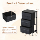 Dresser Nightstand with Roomy Fabric Drawers for Bedroom Storage Cabinet with Metal Frame