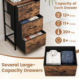 Dresser Nightstand with Roomy Fabric Drawers for Bedroom Storage Cabinet with Metal Frame