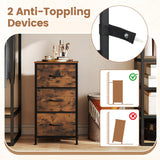 Dresser Nightstand with Roomy Fabric Drawers for Bedroom Storage Cabinet with Metal Frame