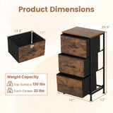 Dresser Nightstand with Roomy Fabric Drawers for Bedroom Storage Cabinet with Metal Frame