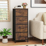 Dresser Nightstand with 4 Roomy Fabric Drawers and Metal Frame