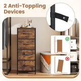 Dresser Nightstand with 4 Roomy Fabric Drawers and Metal Frame