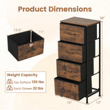 Dresser Nightstand with 4 Roomy Fabric Drawers and Metal Frame