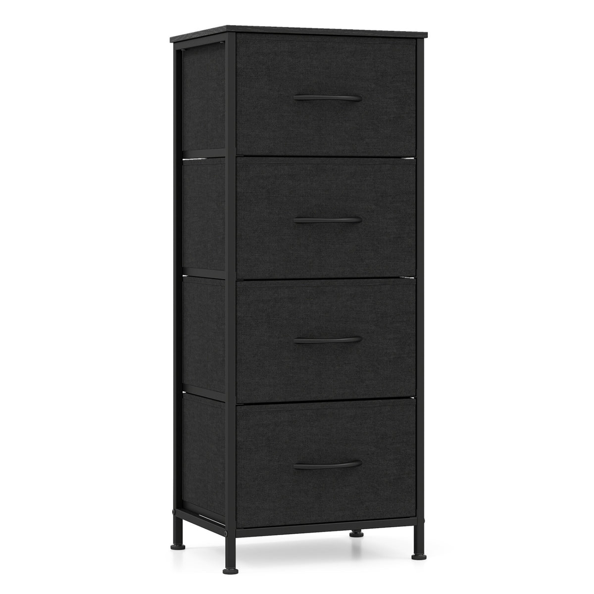 Dresser Nightstand with 4 Roomy Fabric Drawers and Metal Frame