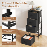 Dresser Nightstand with 4 Roomy Fabric Drawers and Metal Frame