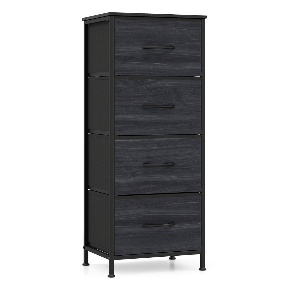 Dresser Nightstand with 4 Roomy Fabric Drawers and Metal Frame
