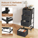 Dresser Nightstand with 4 Roomy Fabric Drawers and Metal Frame