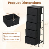 Dresser Nightstand with 5 Roomy Fabric Drawers for Bedroom