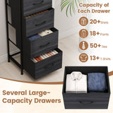 Dresser Nightstand with 5 Roomy Fabric Drawers for Bedroom