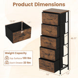 Dresser Nightstand with 5 Roomy Fabric Drawers for Bedroom