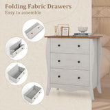 Dresser for Bedroom with 3 Folding Fabric Drawers and Anti-tipping Kit