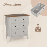 Dresser for Bedroom with 3 Folding Fabric Drawers and Anti-tipping Kit
