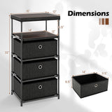 Dresser with 3/4 Drawers Fabric Storage Tower with Wood Top and Metal Frame