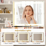 Vanity Dressing Table and Chair Set with Mirror and Lights