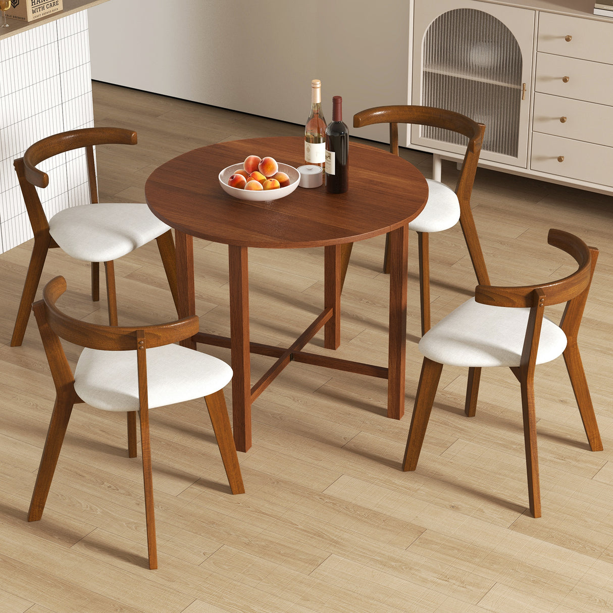 Dual Drop Leaf Dining Table for Small Spaces-Walnut