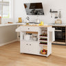 Drop Leaf Mobile Kitchen Island Cart with Power Outlet and Adjustable Shelf
