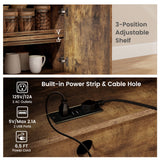 Drop Leaf Mobile Kitchen Island Cart with Power Outlet and Adjustable Shelf