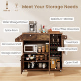 Drop Leaf Mobile Kitchen Island Cart with Power Outlet and Adjustable Shelf