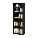71-inch Tall 5-Shelf Bookcase in Dark Brown Espresso Wood Finish