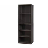71-inch Tall 5-Shelf Bookcase in Dark Brown Espresso Wood Finish