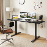 Electric Standing Desk with 3 Memory Heights and 2 Hanging Hooks and Cable Holes